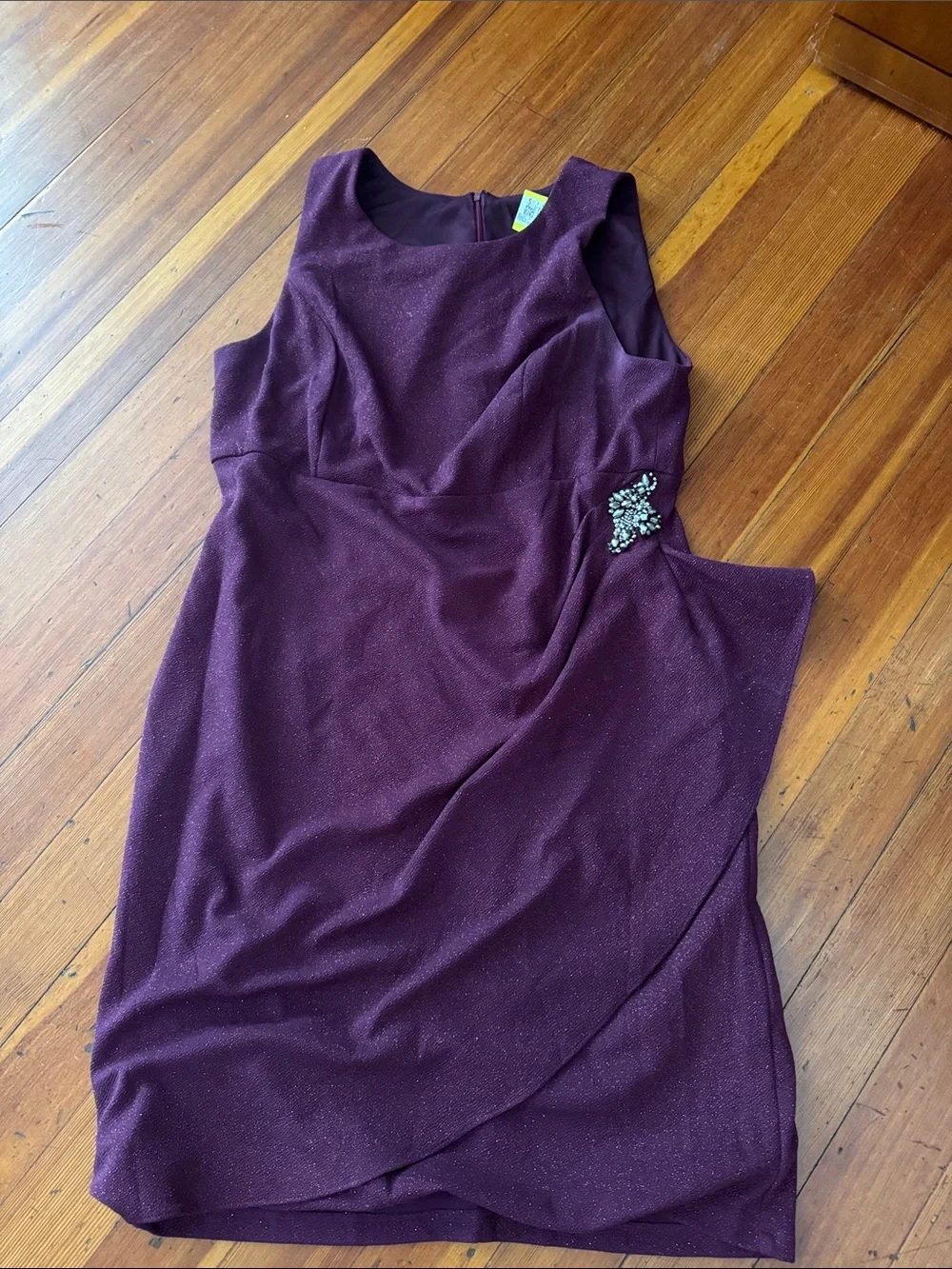 Sleeveless Sparkle Sheath Dress in Deep Plum - Elegant Evening